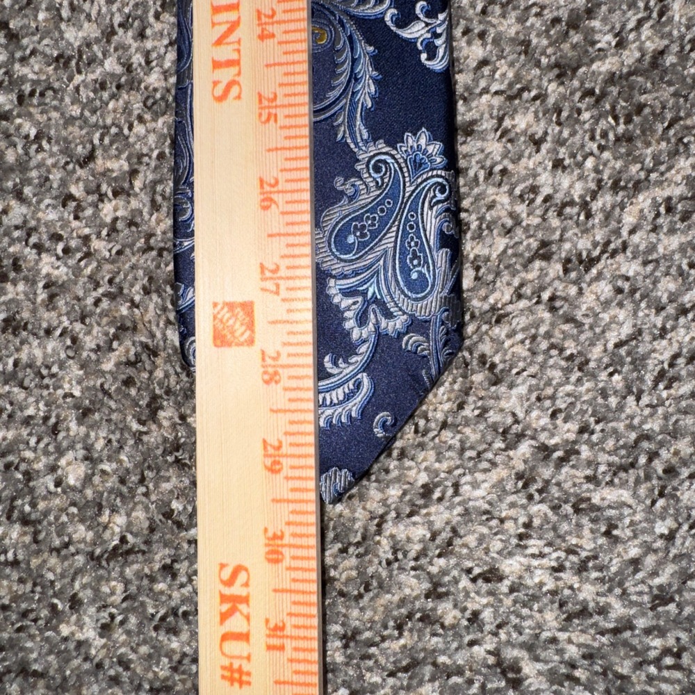 Robert Talbott Best of Class Nordstrom Silk Tie Navy Blue Silver Paisley USA - Picture 2 of 6